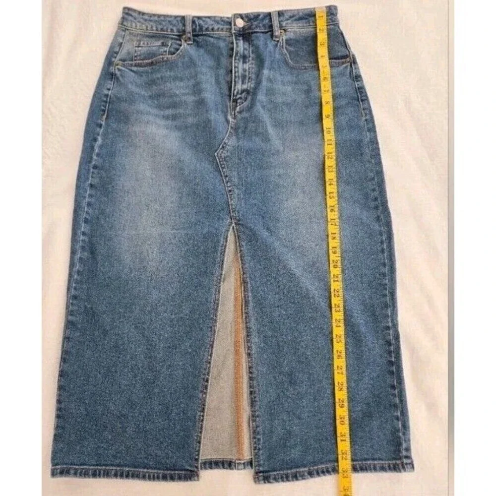 Just FabWomens Midi Slip Front High Waist Skirt Demin Chic Boho Casual Size 34..